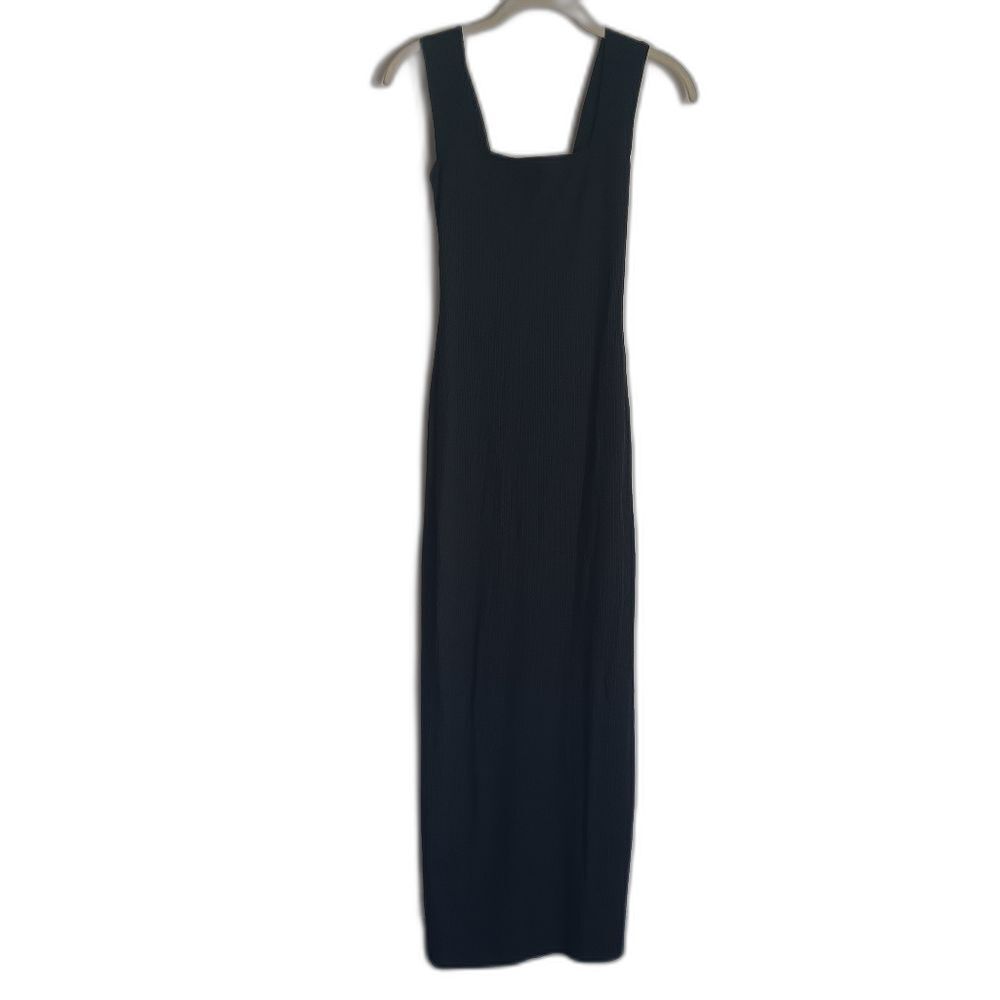 Reformation Jeans Black Rib Knit Square Neck Sleeveless Bodycon Dress Gothic
